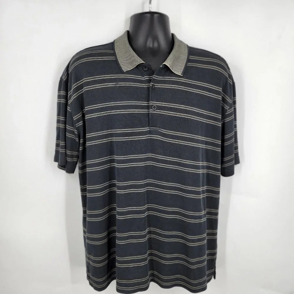 Burma Bibas Men's Short Sleeve Collared Polo Striped Casual Cotton‎ Shirt Size M